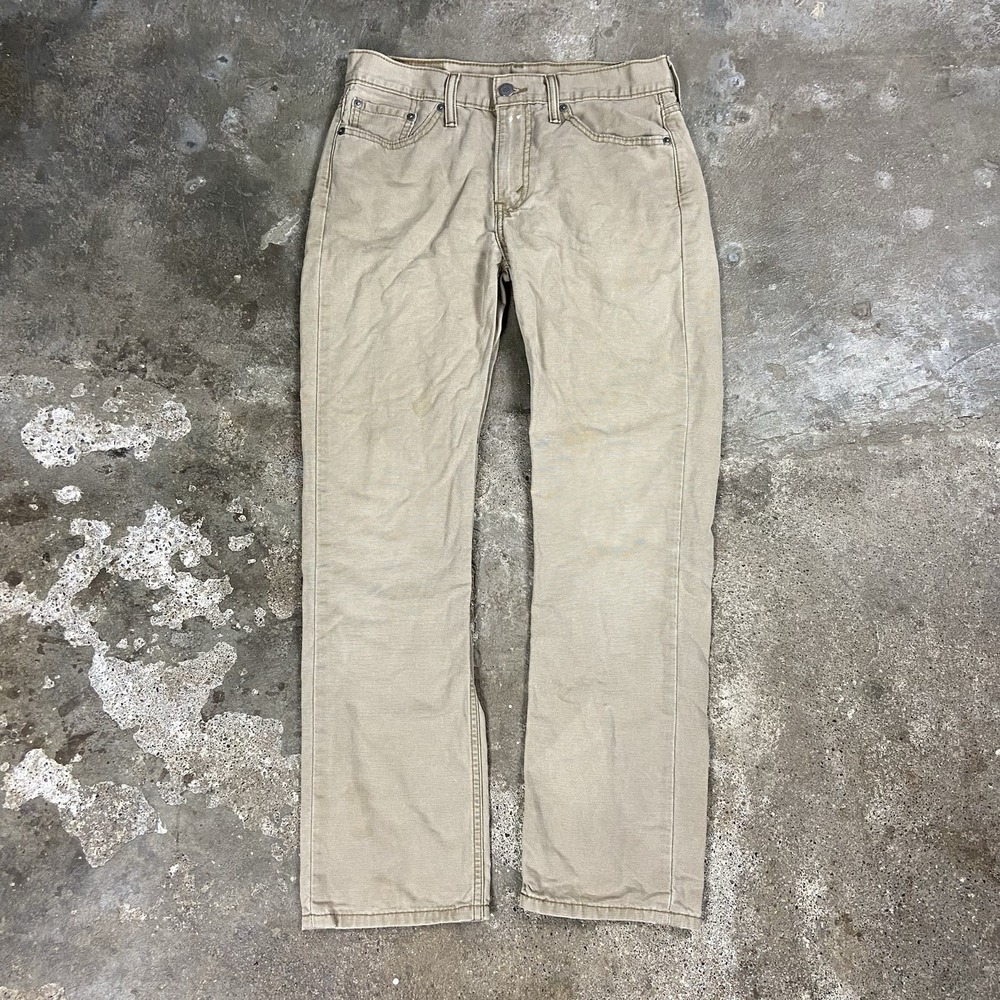Levi's 514 Canvas Pants Size 30x30 Beige Duck Cloth Straight Fit Work Wear